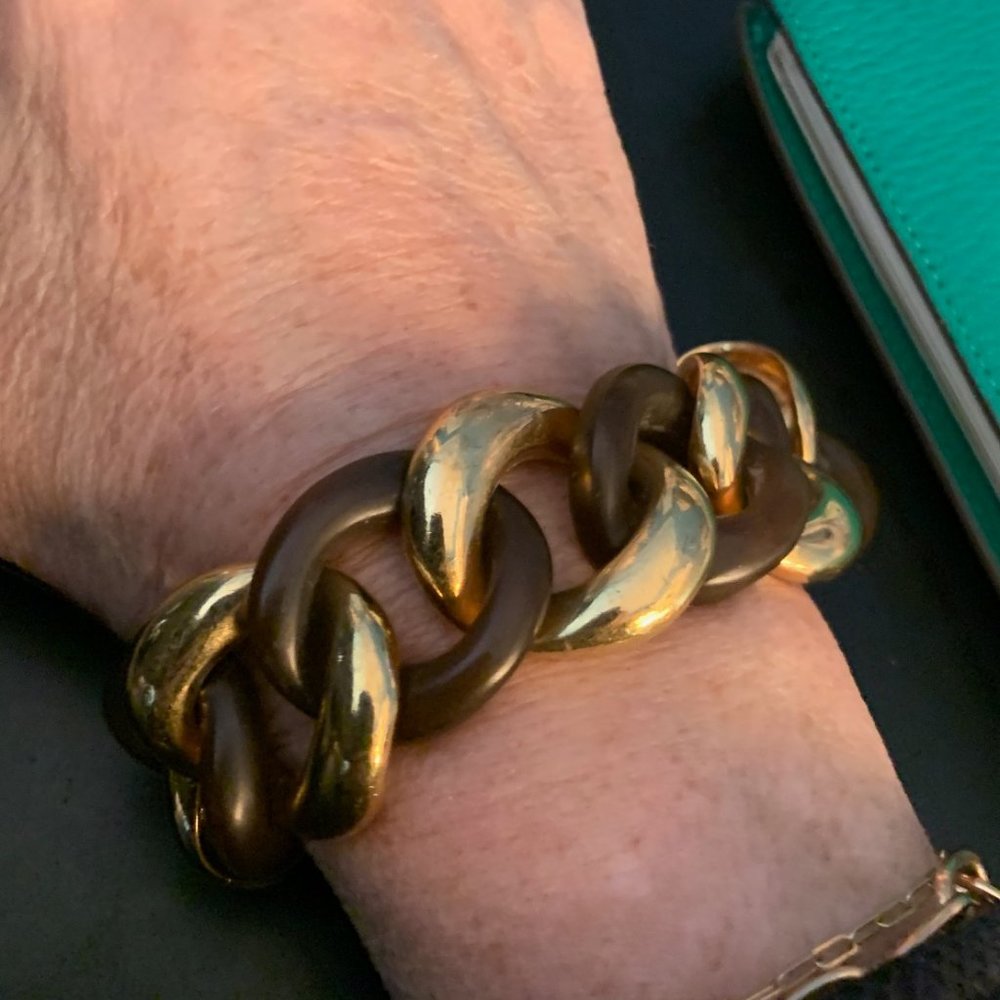 Brass and Resin Heavy Curb Chain Bracelet